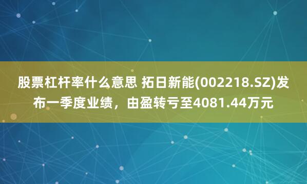 股票杠杆率什么意思 拓日新能(002218.SZ)发布一季度业绩，由盈转亏至4081.44万元