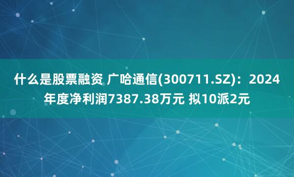 什么是股票融资 广哈通信(300711.SZ)：2024年度净利润7387.38万元 拟10派2元