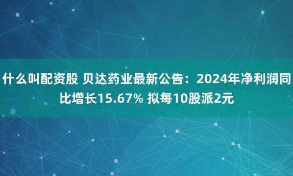 什么叫配资股 贝达药业最新公告：2024年净利润同比增长15.67% 拟每10股派2元