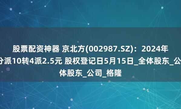 股票配资神器 京北方(002987.SZ)：2024年度权益分派10转4派2.5元 股权登记日5月15日_全体股东_公司_格隆