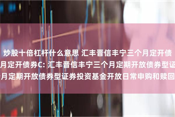 炒股十倍杠杆什么意思 汇丰晋信丰宁三个月定开债券A,汇丰晋信丰宁三个月定开债券C: 汇丰晋信丰宁三个月定期开放债券型证券投资基金开放日常申购和赎回业务公告