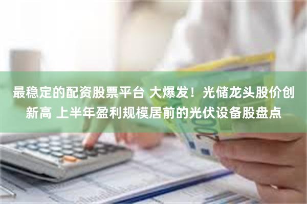 最稳定的配资股票平台 大爆发！光储龙头股价创新高 上半年盈利规模居前的光伏设备股盘点